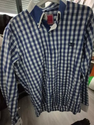 Camisa de cuadros azul y blanca Talla M