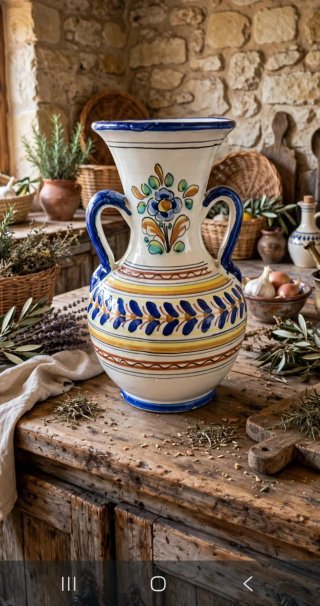 Jarrón Antiguo Talavera Cerámica