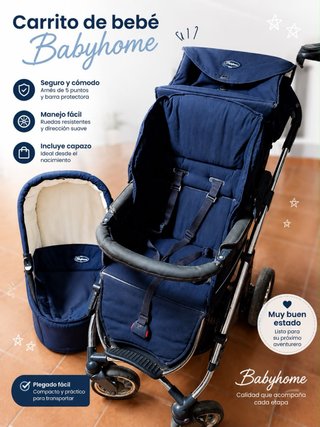 Carrito de bebé Babyhome azul