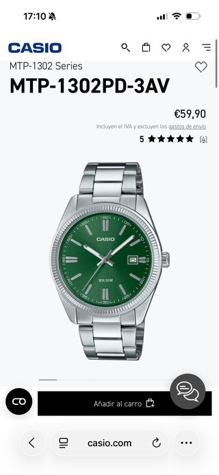 Casio MTP-1302PD Reloj Verde