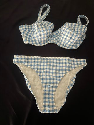 Bikini cuadros azul y blanco