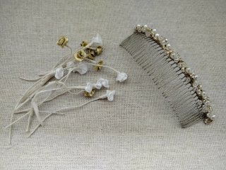 Peineta Novia Flores Perlas
