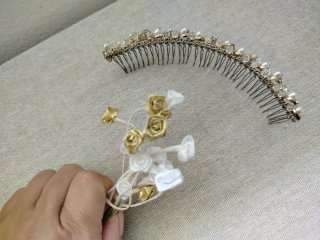 Peineta Novia Flores Perlas