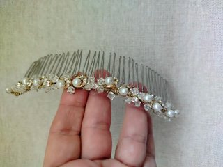 Peineta Novia Flores Perlas