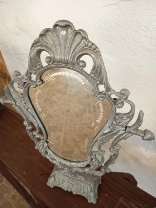 Espejo y portafotos vintage plata