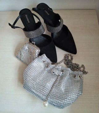 Zapatos Graceland Tacon y Bolso Brillante