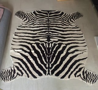 Alfombra diseño cebra beige y negro