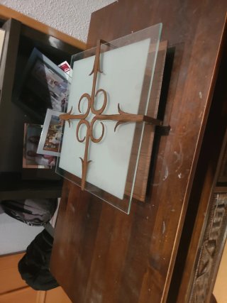 Lámpara de salón madera y cristal