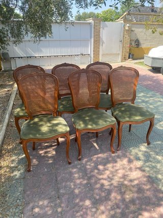 6 Sillas Clásicas Madera y Rattan