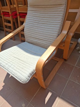 Hamaca Ikea de tela y madera
