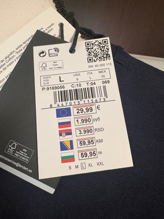 Camiseta Cortefiel volantes encaje azul Talla L