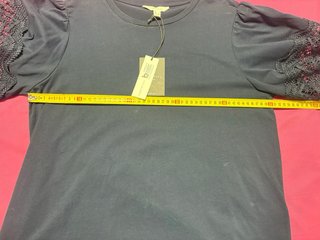 Camiseta Cortefiel volantes encaje azul Talla L