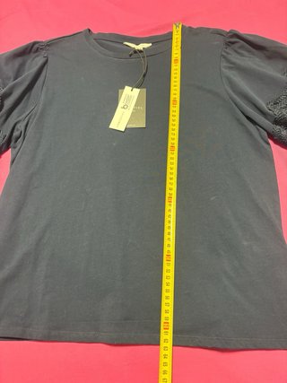 Camiseta Cortefiel volantes encaje azul Talla L