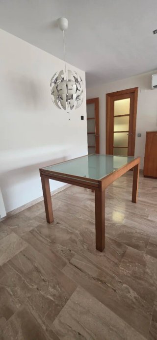 Mesa Comedor Extensible Madera y Cristal