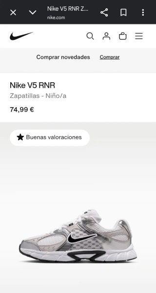 Nike V5 RNR Blanco i plateado Talla 37.5