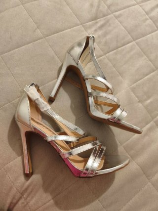 Sandalias tacón Marypaz plateadas