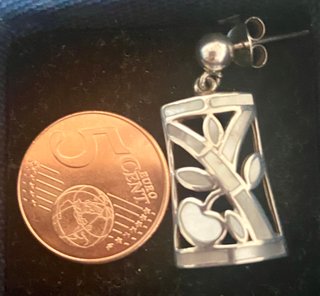 Pendientes Plata y Nácar Diseño Bambú