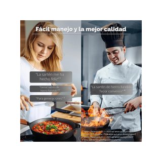 Sartén hierro fundido inducción versátil 32cm