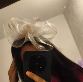 Diadema tocado casquete fiesta boda beige/rosa