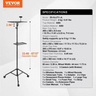 Soporte para proyector VEVOR con ruedas