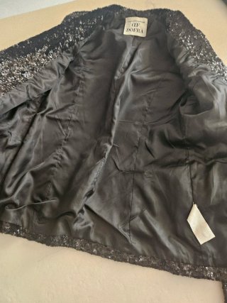 DOFRA Blazer Paillettes Nero/Argento Taglia Unica
