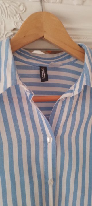 Camisa H&M Rayas Azul y Blanco Talla S