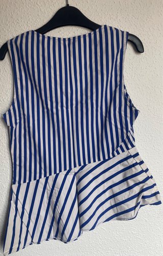 Camisa Zara Rayas Azul y Blanco Talla S