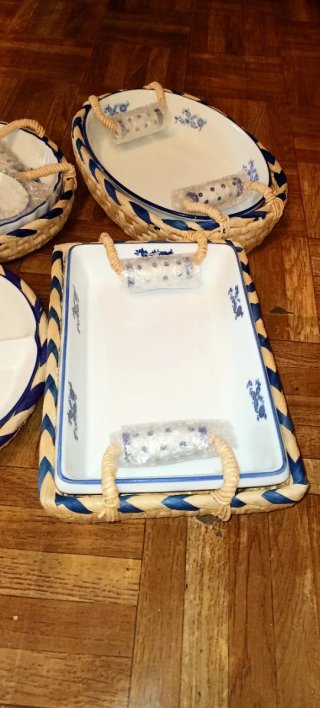 Juego de cerámica azul y blanco