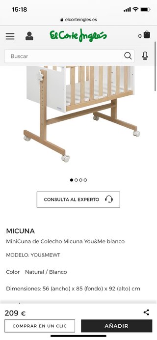 Minicuna colecho + colchón + chichonera+ edredon