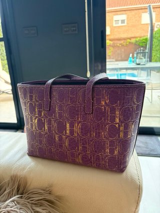 Bolso Carolina Herrera Morado y Dorado
