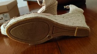 Sandalias cuña esparto Fosco beige flores