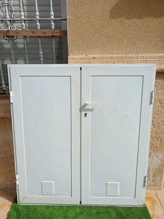 Puerta doble aluminio blanco 132x122 cm