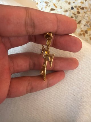 Colgante Cruz Oro con Piedras Azules
