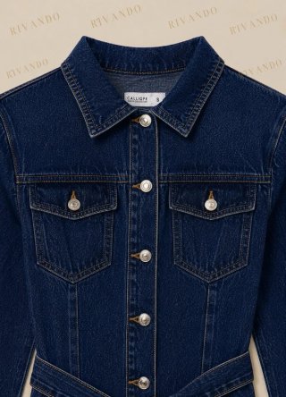 Vestito di jeans donna blue denim con cintura