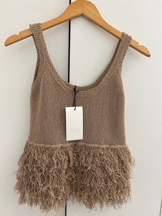 Top Zara con flecos talla única