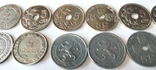 Lote 12 monedas 5 céntimos Bélgica