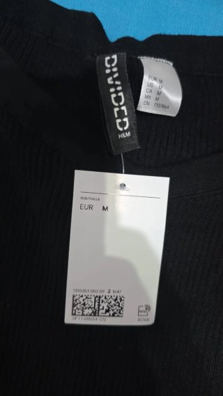 Top H&M nero manica lunga a coste