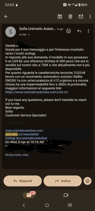 Orologio Unimatic Edizione Limitata