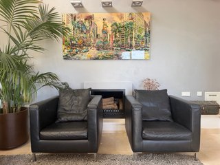 Sofá y 2 sillones de cuero negro alto calidad