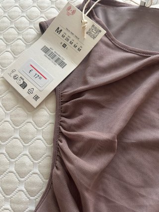 Camiseta doble tul beige/rosa talla única
