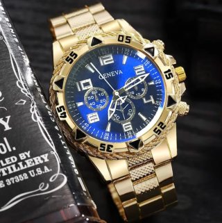 Reloj Geneva Dorado y Cadena