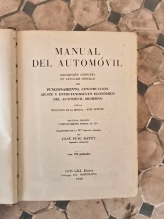 Manual Automóvil 1940 – Libro antiguo de mecánica