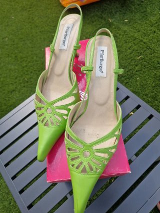Zapatos Pilar Burgos Verdes Talla 40 Destalonados