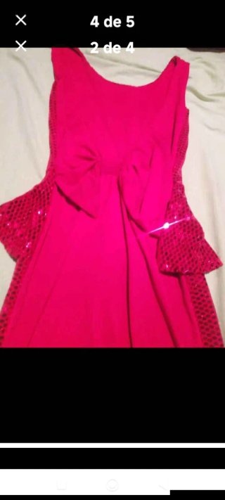 Vestido fiesta rosa con lazo y lentejuelas