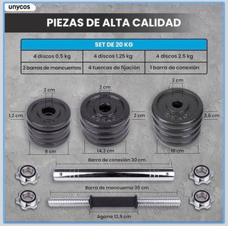 Set Mancuernas 20kg Hierro Fundido