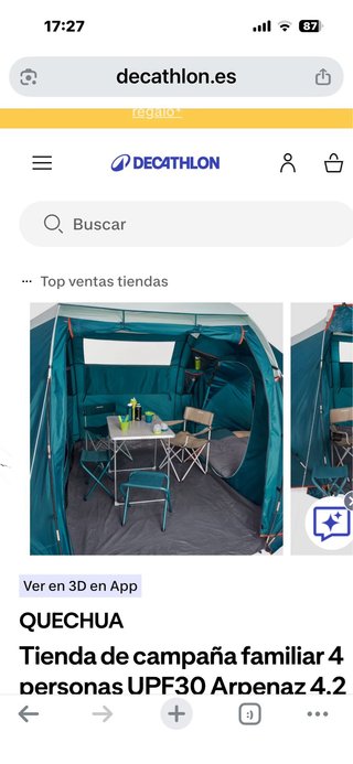 Tienda de campaña familiar 4 personas