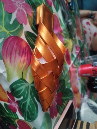 Sandalias naranjas tejidas mujer