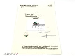 sortija oro 18k con piedra con diamante,esmeralda