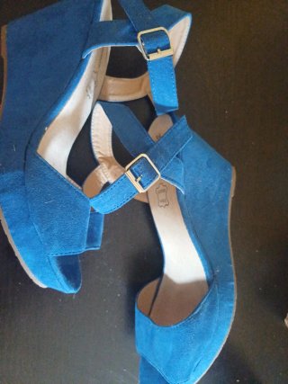 Zapatos de tacón azul mujer talla 38