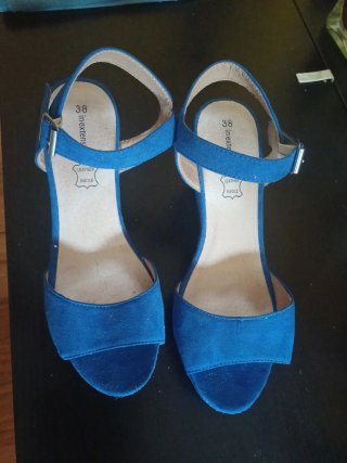 Zapatos de tacón azul mujer talla 38